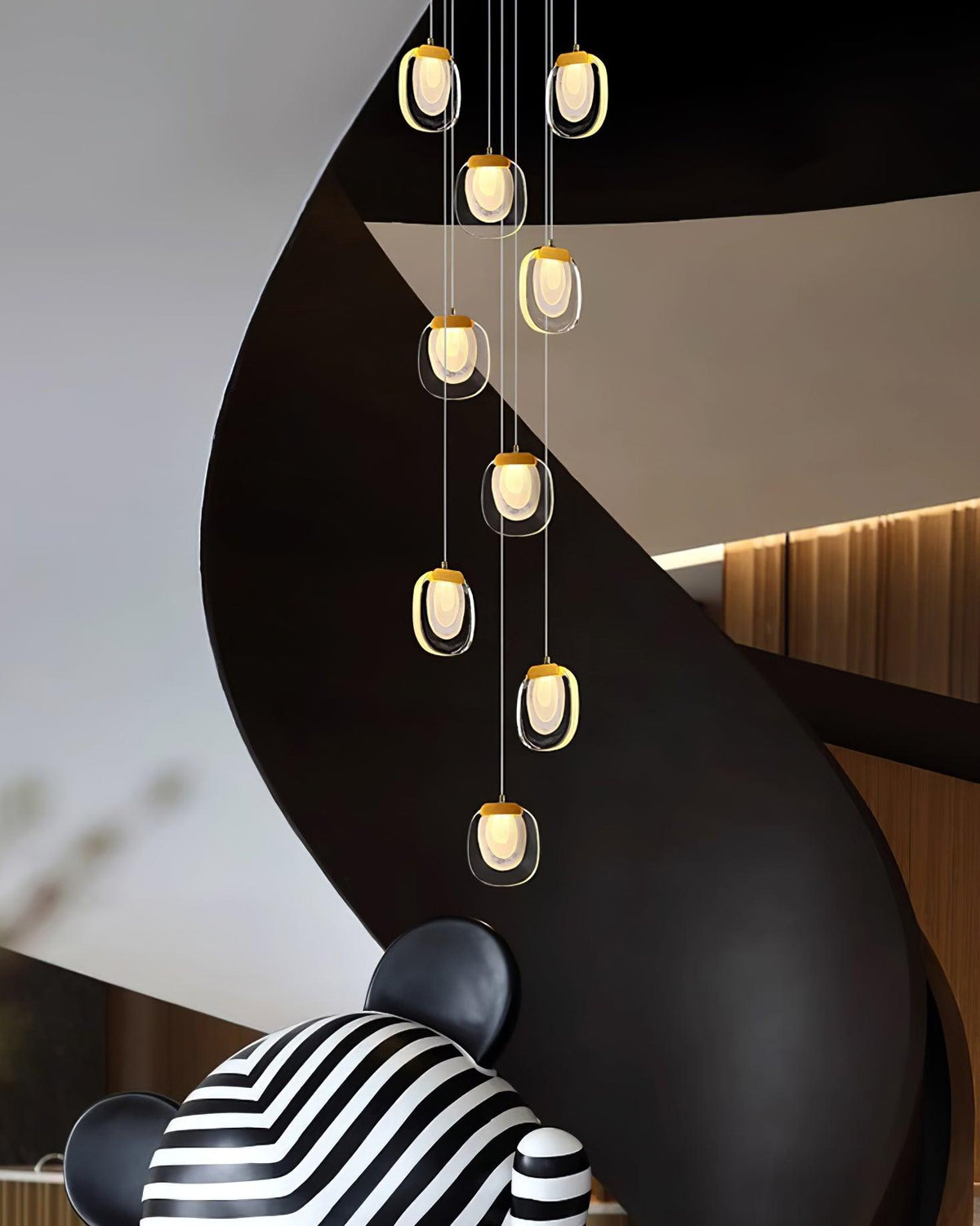 Avesia Minimalist Glass Pendant Light Staircase-Neutral Decor