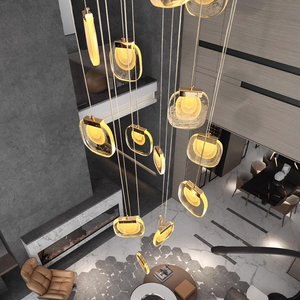 Avesia Minimalist Glass Pendant Light Staircase-Neutral Decor