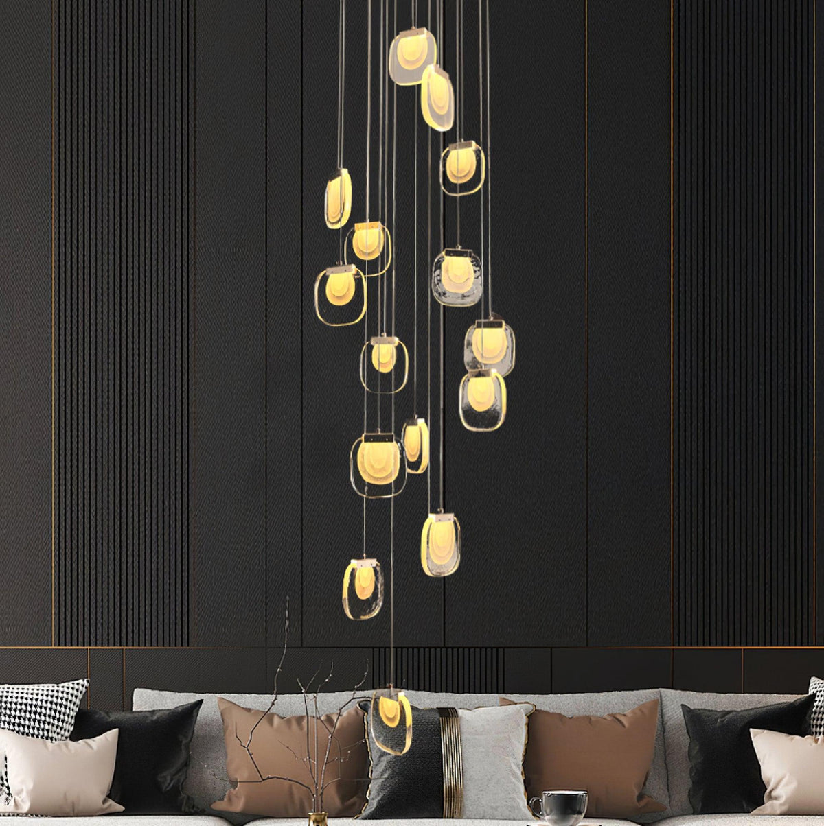 Avesia Minimalist Glass Pendant Light Staircase-Neutral Decor