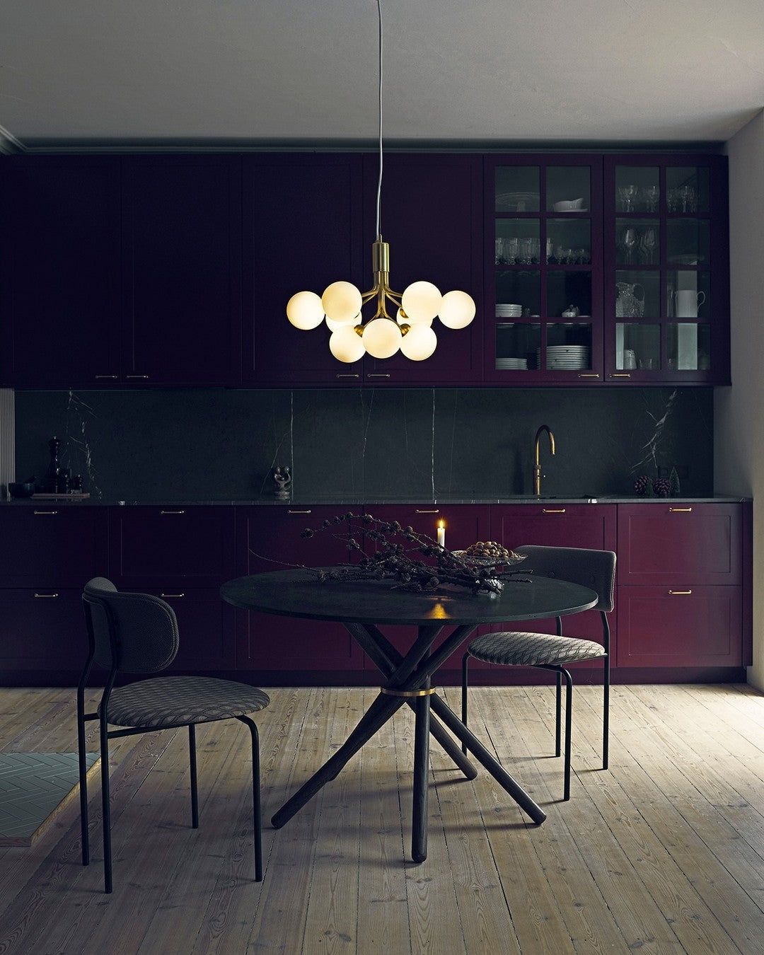Peressa Suspension en Verre Globe Cluster Laiton