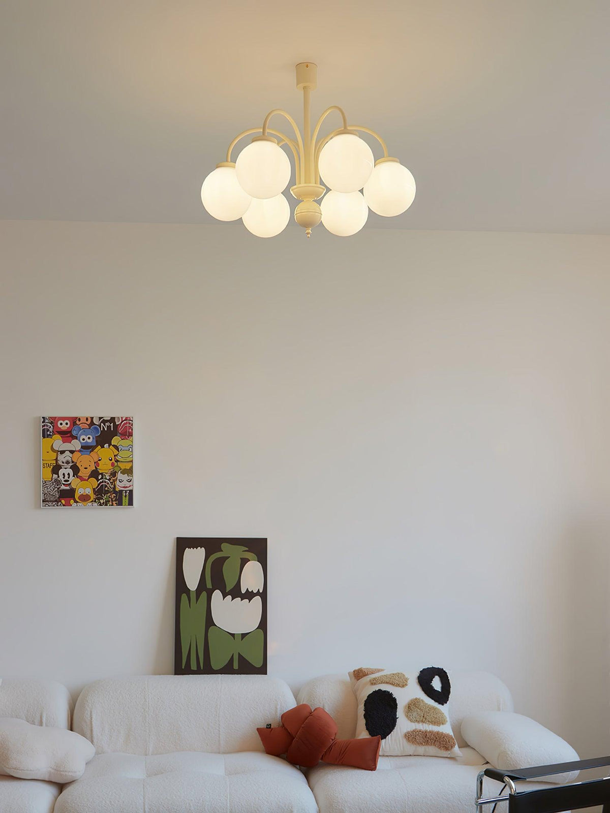 Toreira Lustre Sphères en Verre Crème