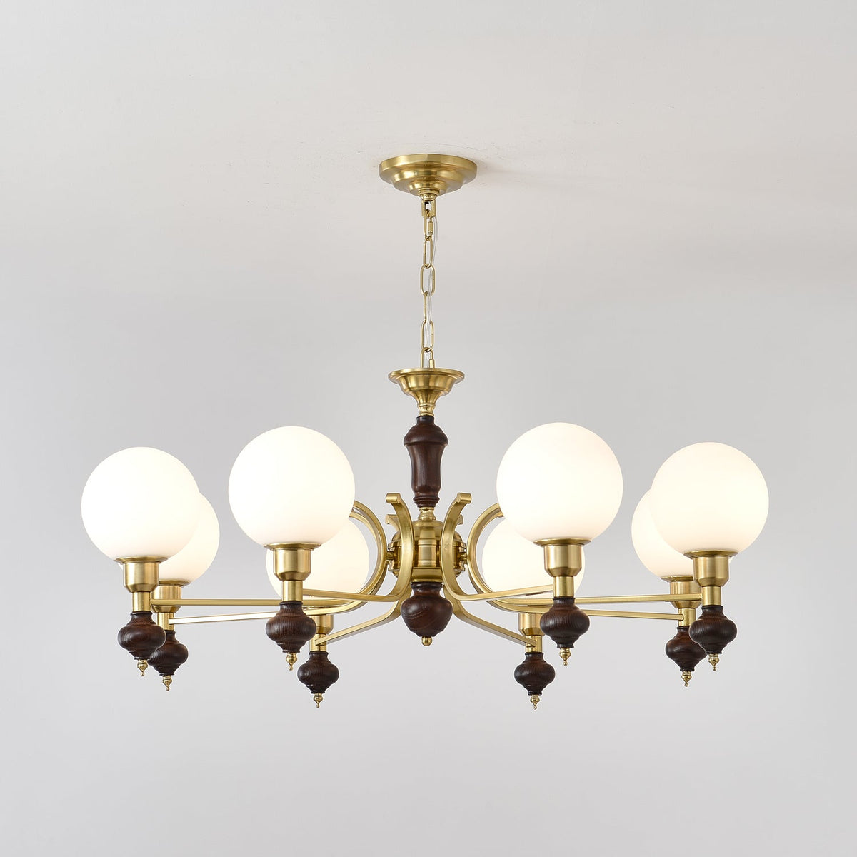 Niveria Lustre Bois Laiton Globe Orb