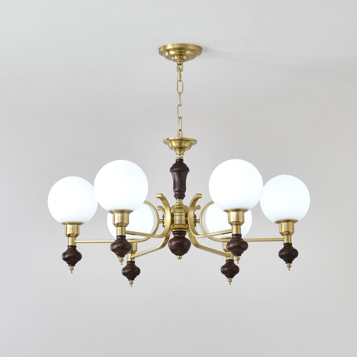 Niveria Lustre Bois Laiton Globe Orb