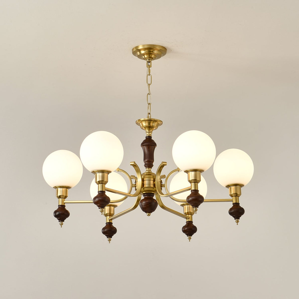 Niveria Lustre Bois Laiton Globe Orb
