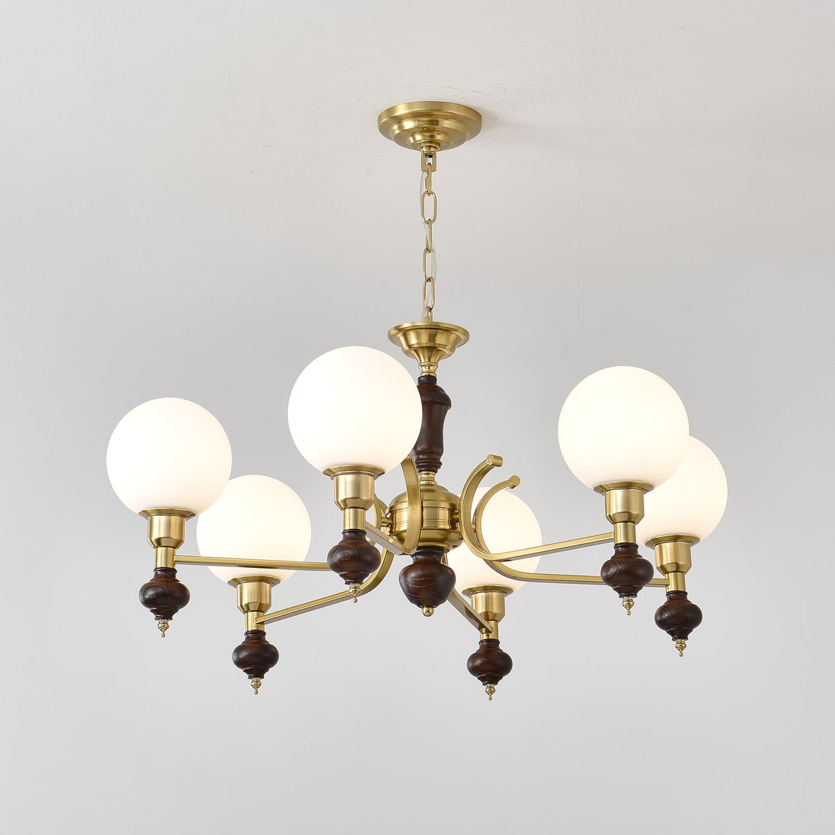 Niveria Lustre Bois Laiton Globe Orb