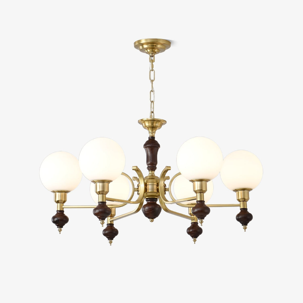 Niveria Lustre Bois Laiton Globe Orb