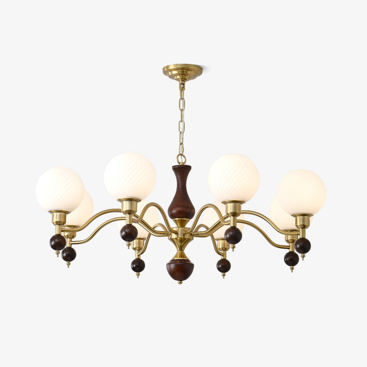 Globe Orb Wood Chandelier-Neutral Decor