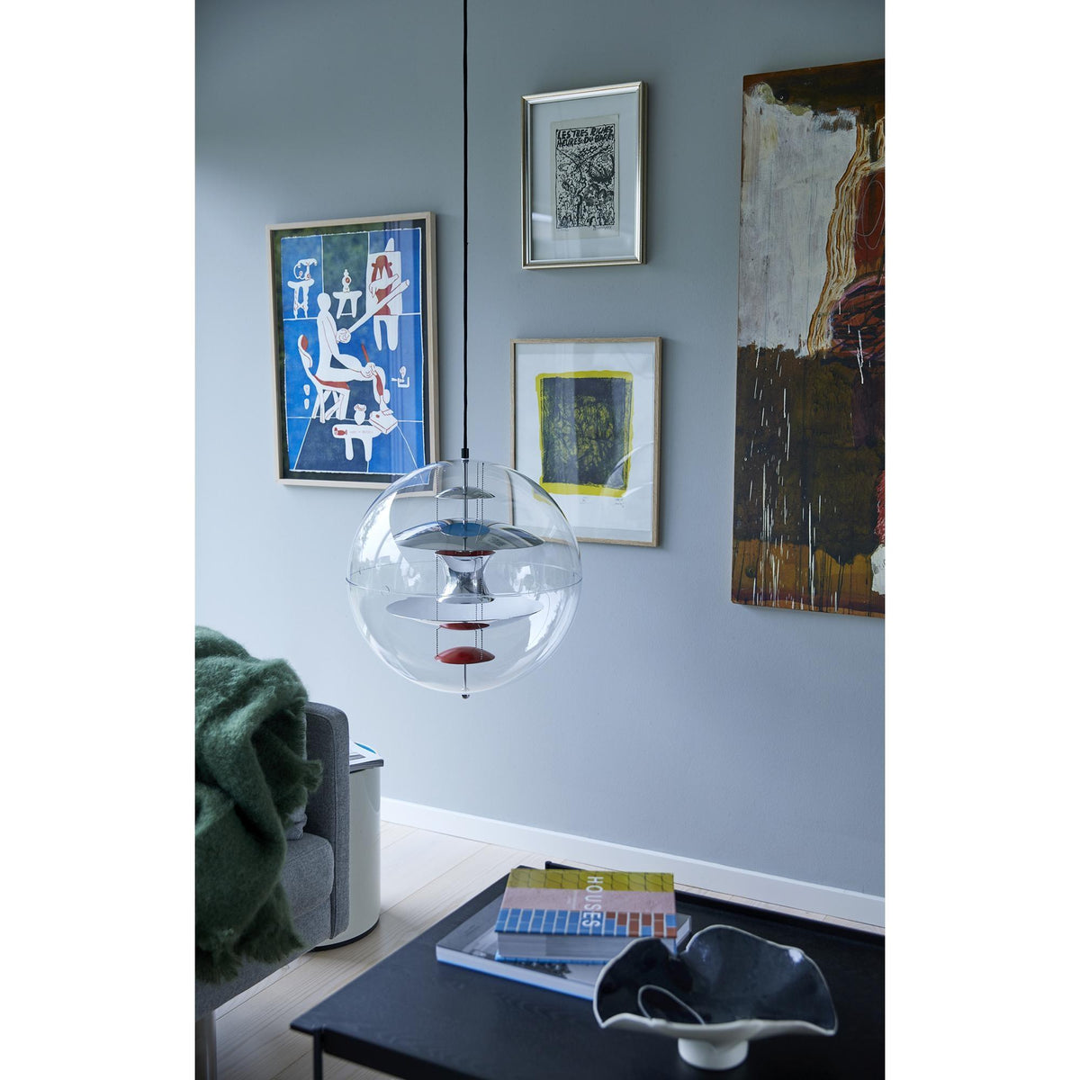 Orlaeen Lampe suspendue Globe en métal et acrylique à créativité individuelle