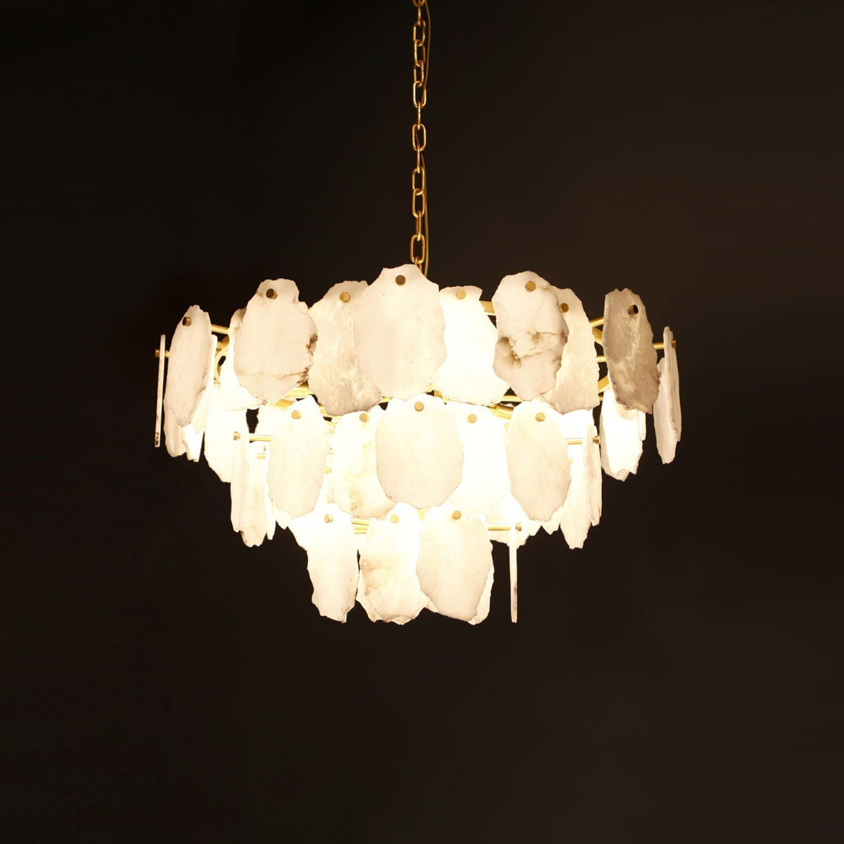 Gloire Lustre En Laiton Et Albâtre à Créativité Individuelle