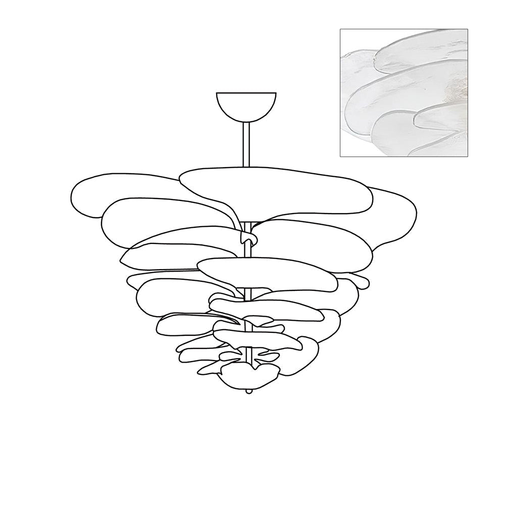 Livenq Lustre Pétale en Verre Murano Doré Luxe-Cielum