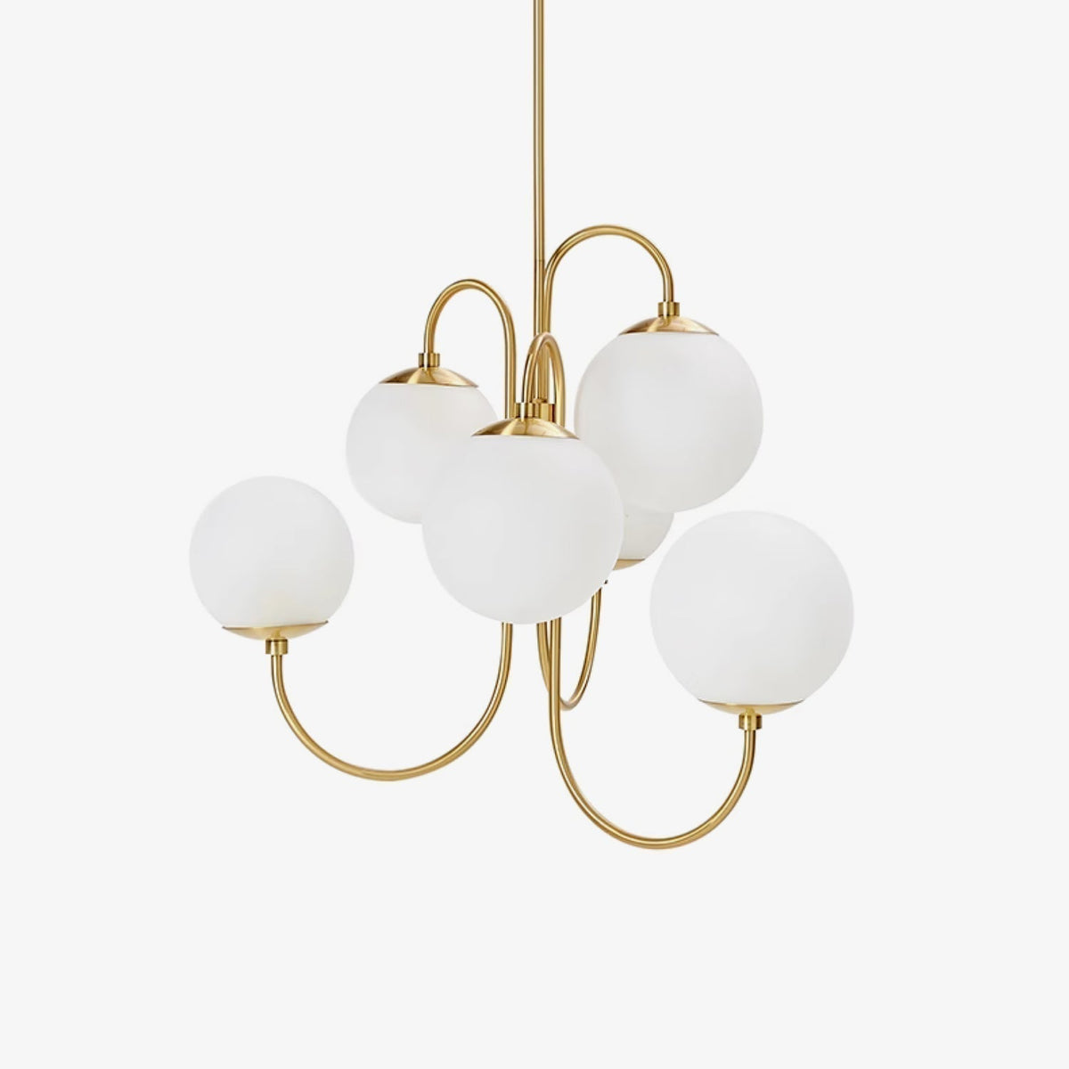 Tavelle Lustre en Laiton avec Globe et Bras Courbés