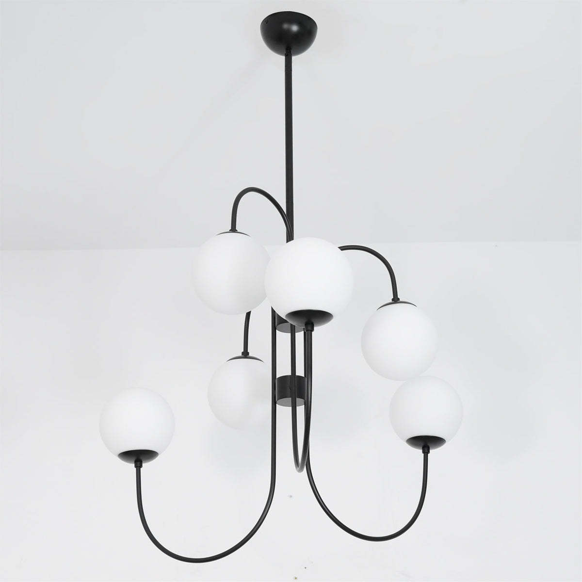 Tavelle Lustre en Laiton avec Globe et Bras Courbés