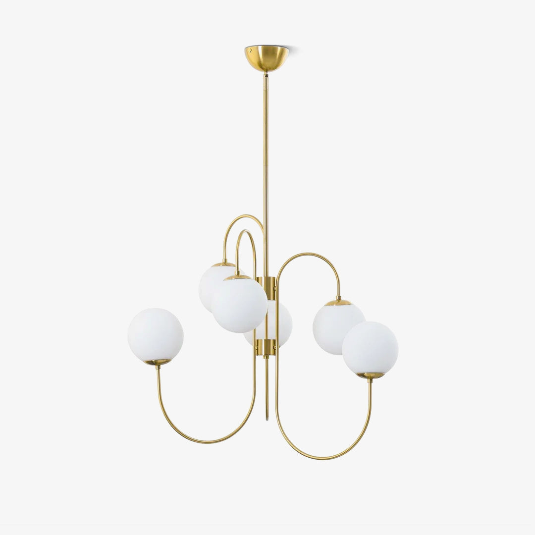 Tavelle Lustre en Laiton avec Globe et Bras Courbés