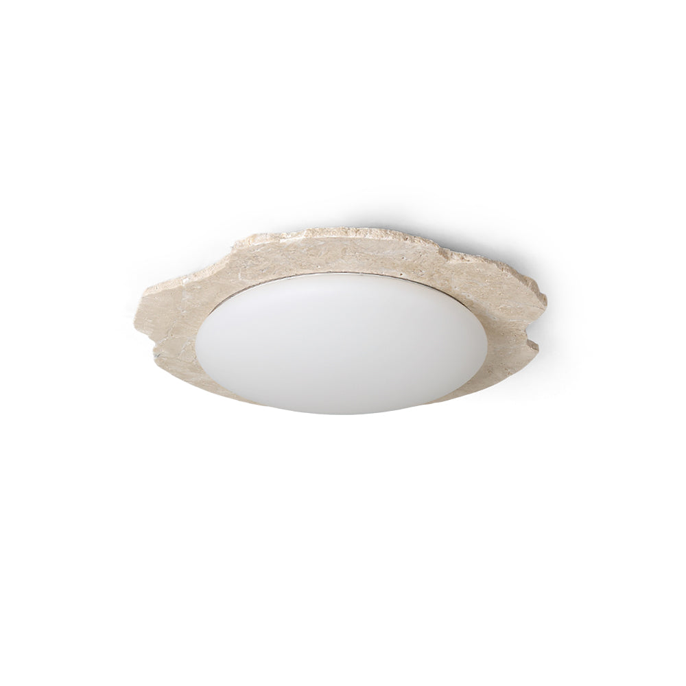 Gracie Ceiling Light in beige travertine, front view.