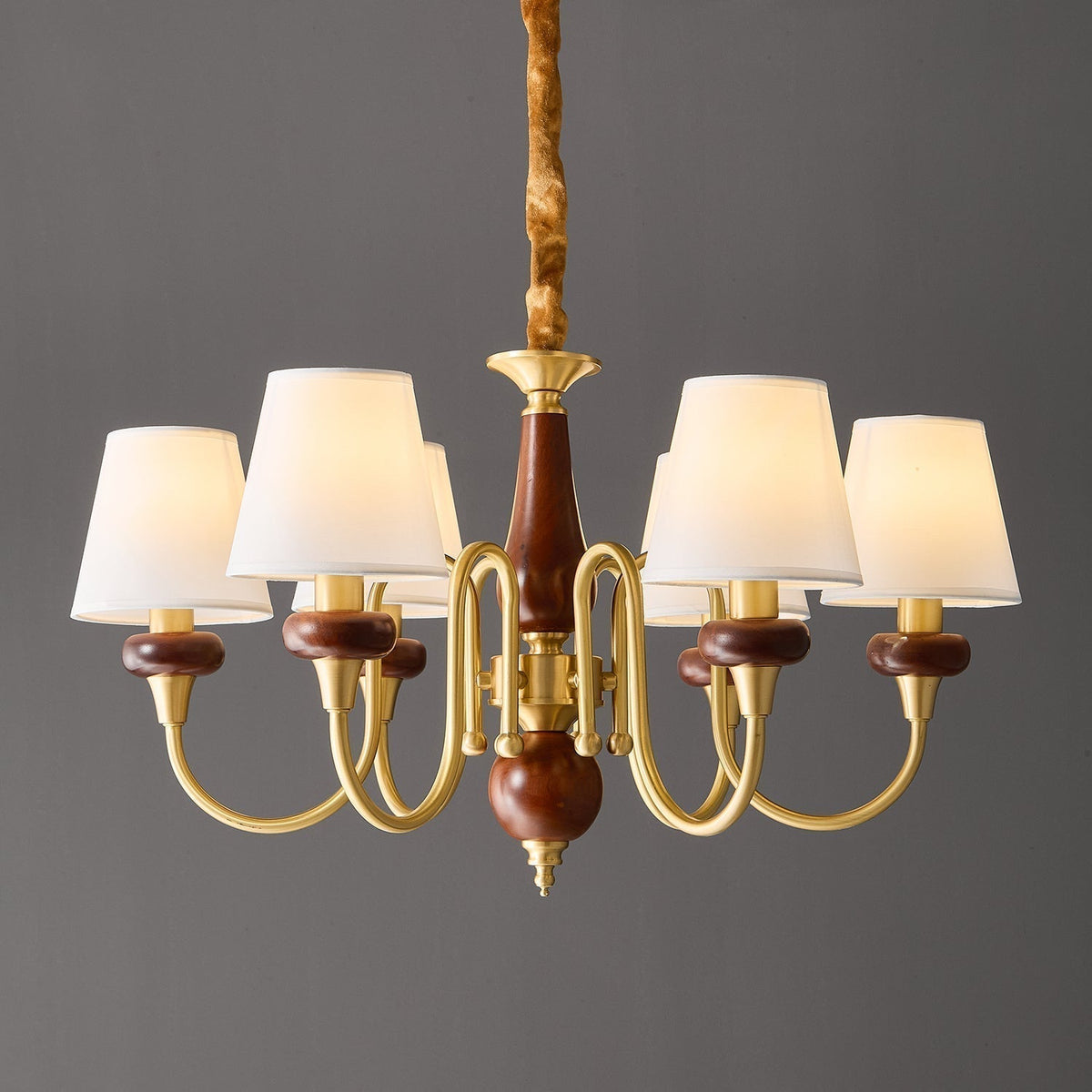 Lauraya Lustre Vintage Élégant en Tissu et Bois