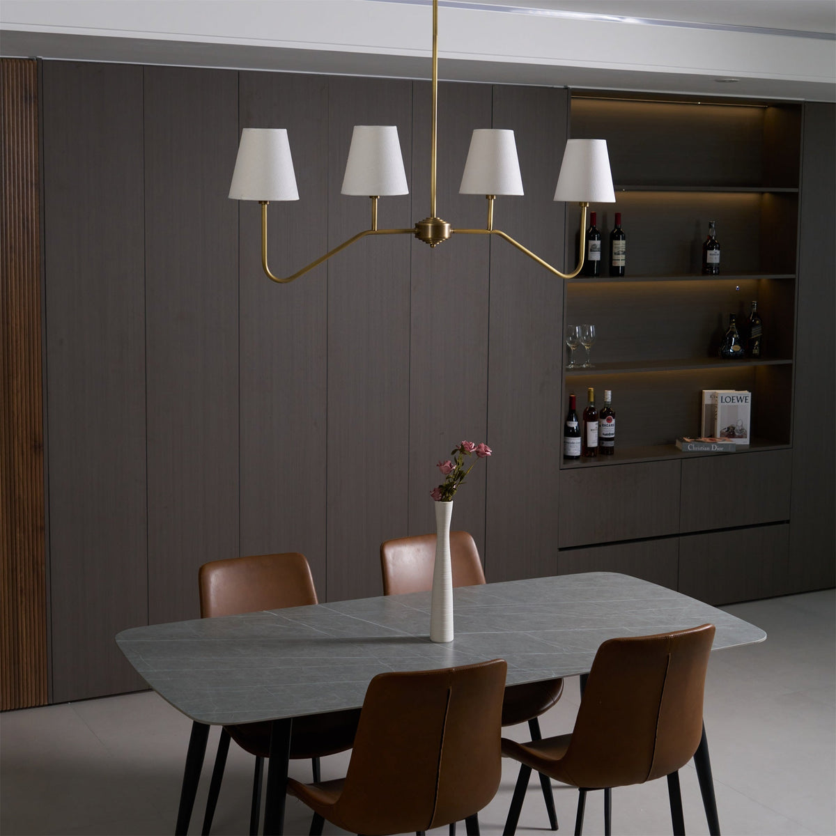 Iselaria Lustre Laiton Courbé Beige Linéaire