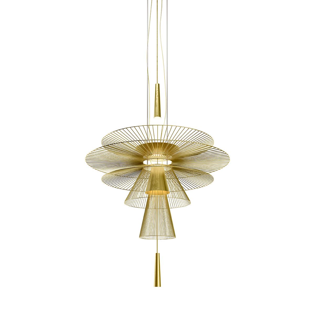 Chandelier Sculptural Layered Wire Frame Statement Bold Modern Centerpiece-Neutral Decor