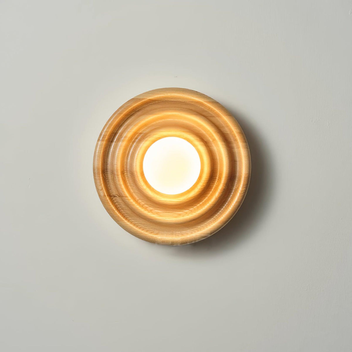 Liora Wall Lamp Ripple with Ash Wood Body and Glass Globe Shade-Neutral Decor