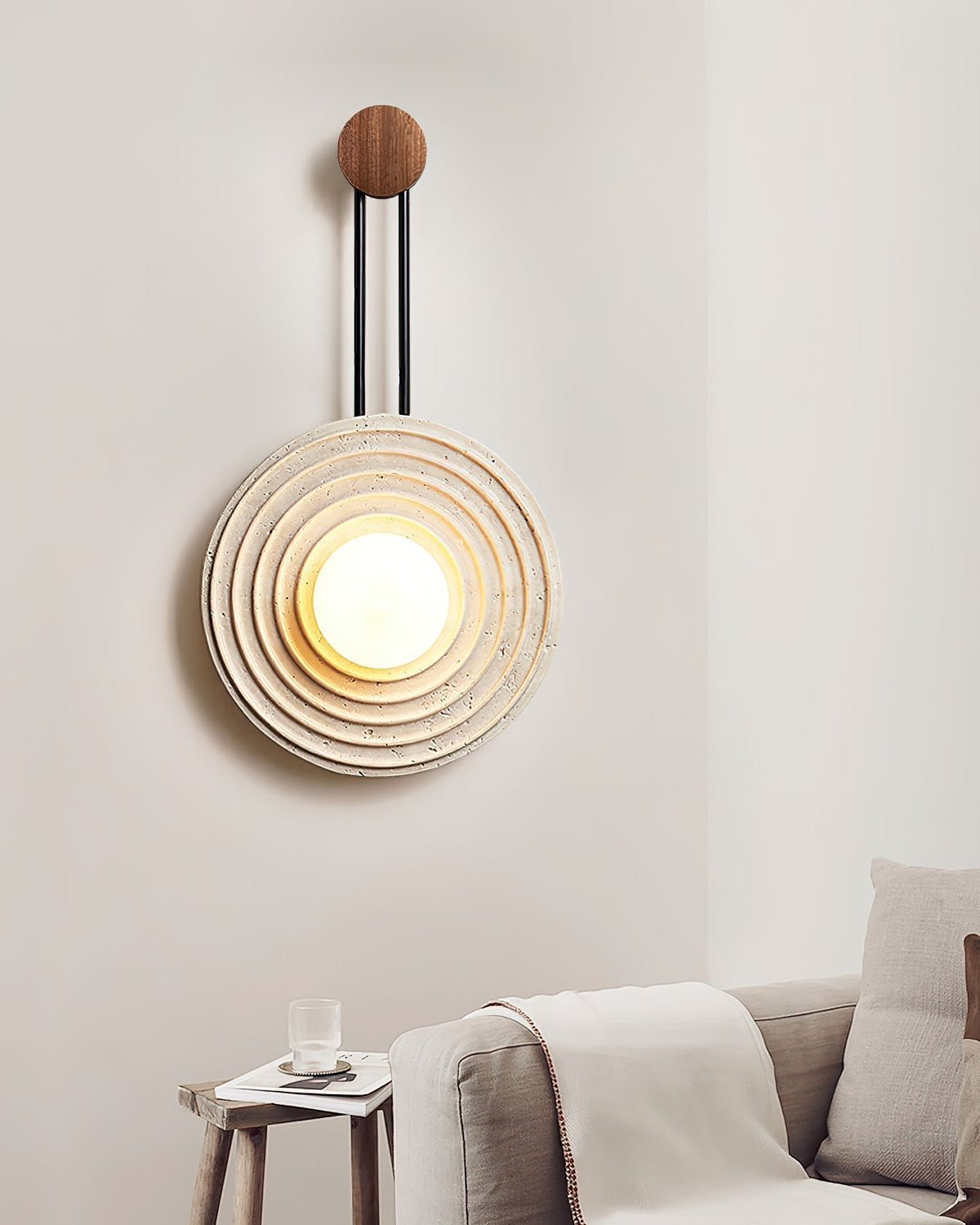 Isoror Applique Murale en Travertin Anneau Spirale