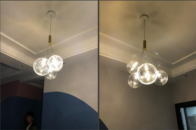 Valentina Suspension Bubble Moderne Métal/Verre Transparent/Étoilé Salon