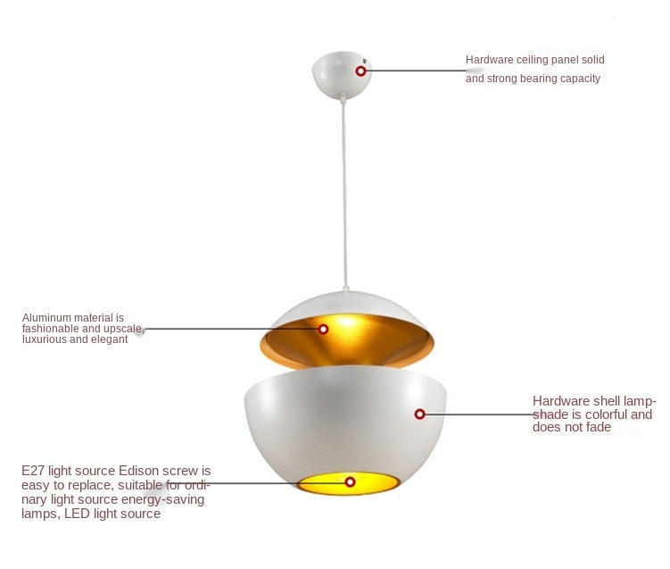 Arisha Suspension LED, Noir & Blanc, D 25/35CM