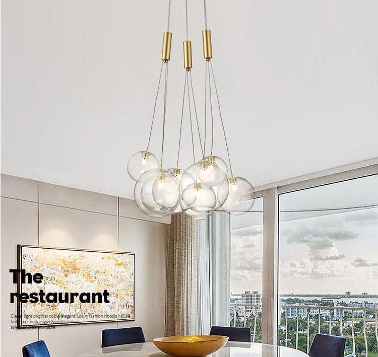 Valentina Suspension Bubble Moderne Métal/Verre Transparent/Étoilé Salon