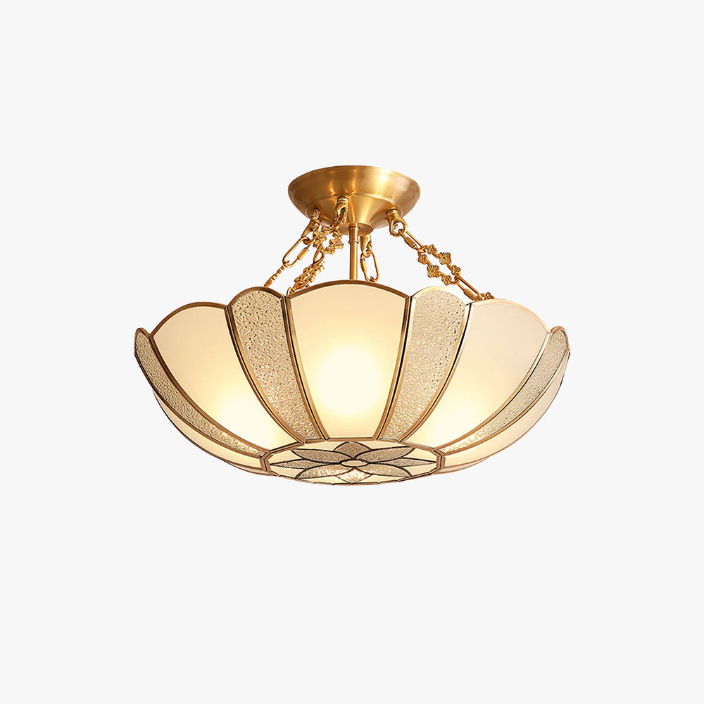 Silva Plafonnier Rétro Fleur Métal Verre Chambre à Coucher