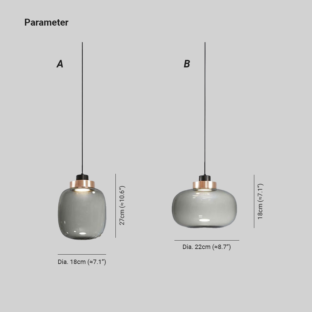 Valentina Moderne LED Suspension Fumée Verre Chambre À Coucher