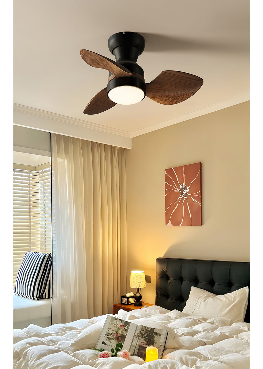 The chrome finish of the Haiku ceiling fan light.