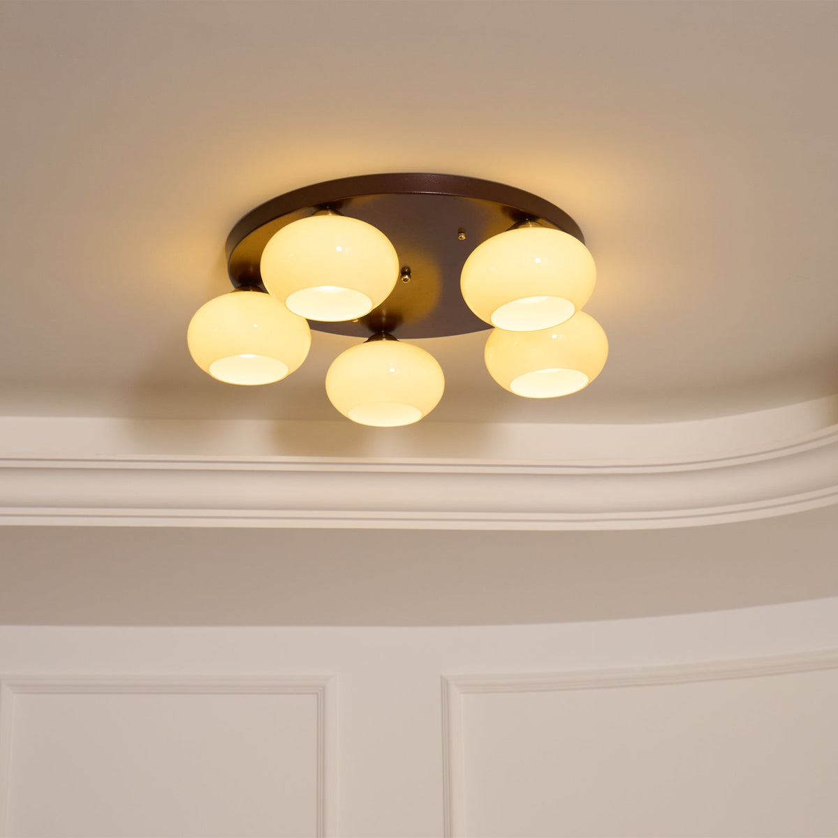 Luno 5-Light Amber Glass Flush Mount Ceiling Light-Neutral Decor