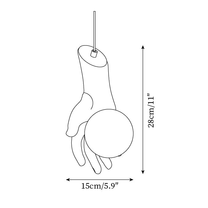 Pendant Light Hand Sculpture Wood Grip Globe-Neutral Decor