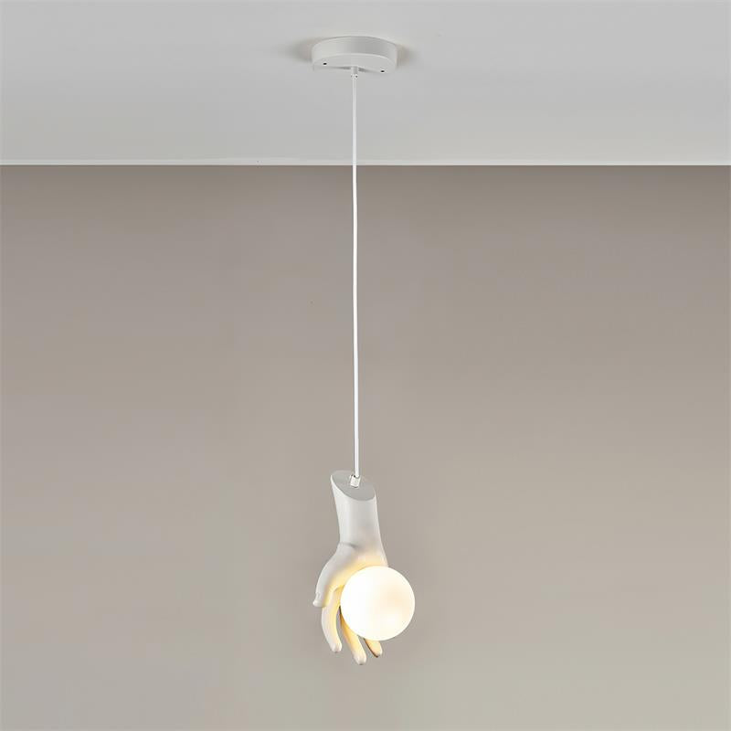 Pendant Light Hand Sculpture Wood Grip Globe-Neutral Decor