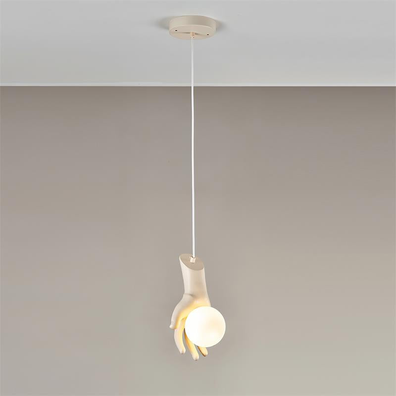 Pendant Light Hand Sculpture Wood Grip Globe-Neutral Decor