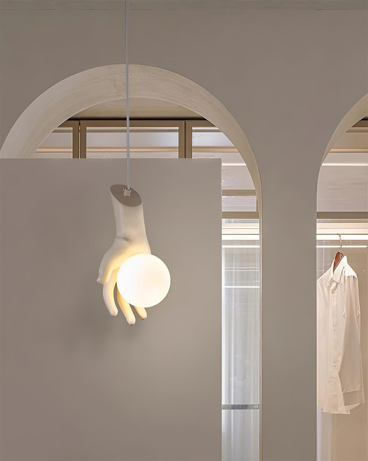 Pendant Light Hand Sculpture Wood Grip Globe-Neutral Decor