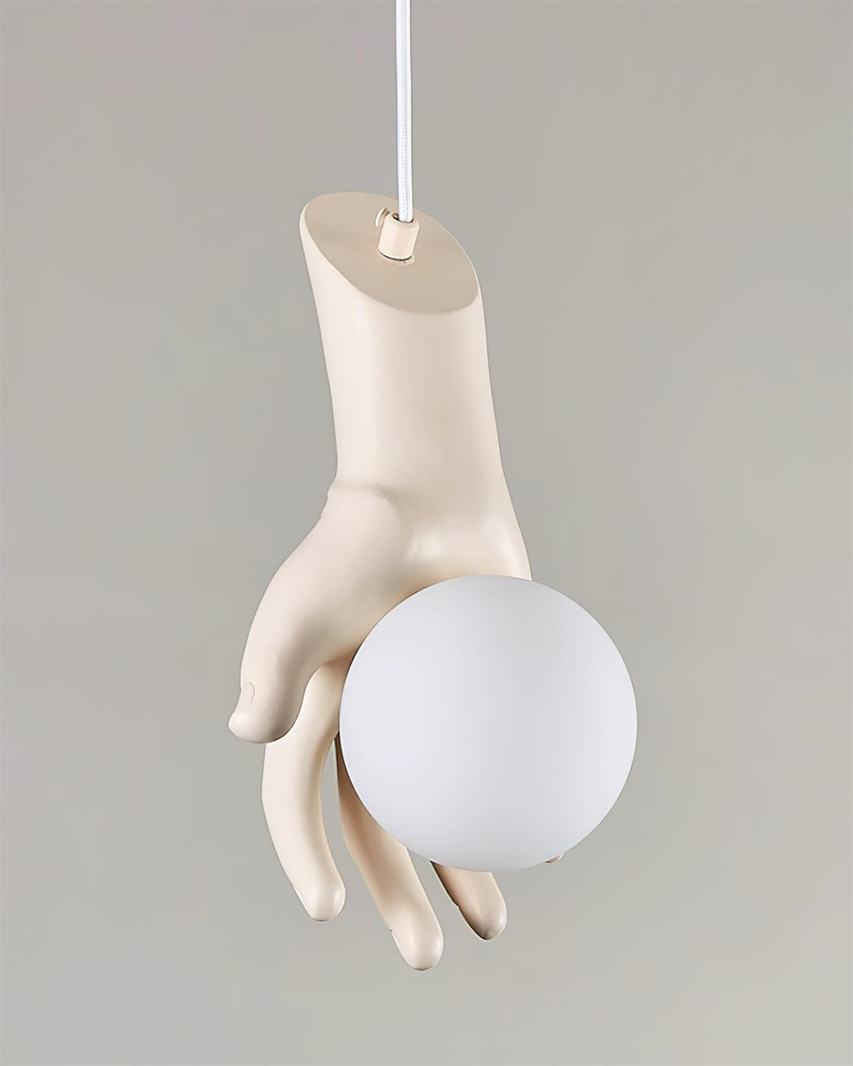 Pendant Light Hand Sculpture Wood Grip Globe-Neutral Decor