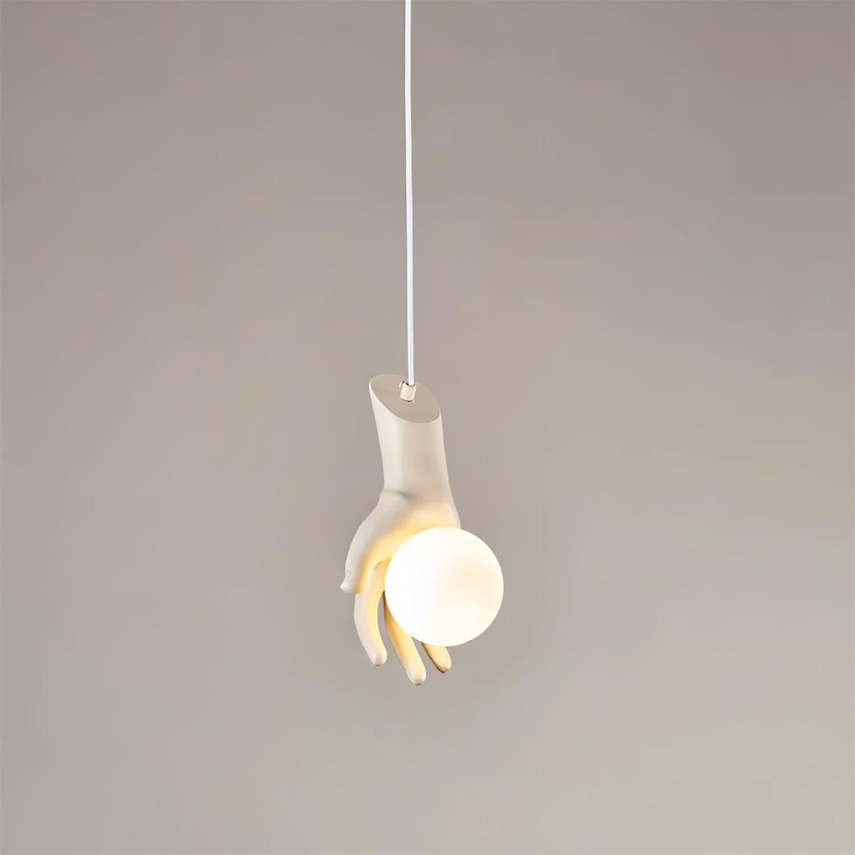 Pendant Light Hand Sculpture Wood Grip Globe-Neutral Decor