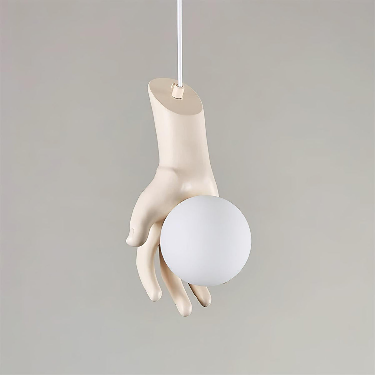 Pendant Light Hand Sculpture Wood Grip Globe-Neutral Decor