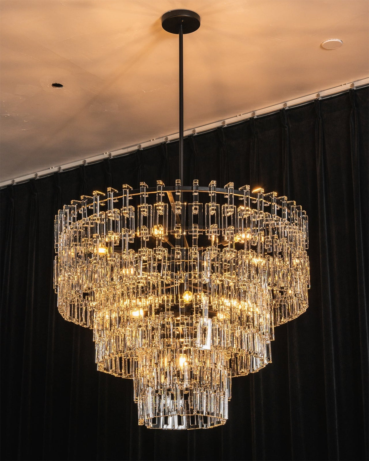 The geometric skeleton of the chandelier's frame without crystals.