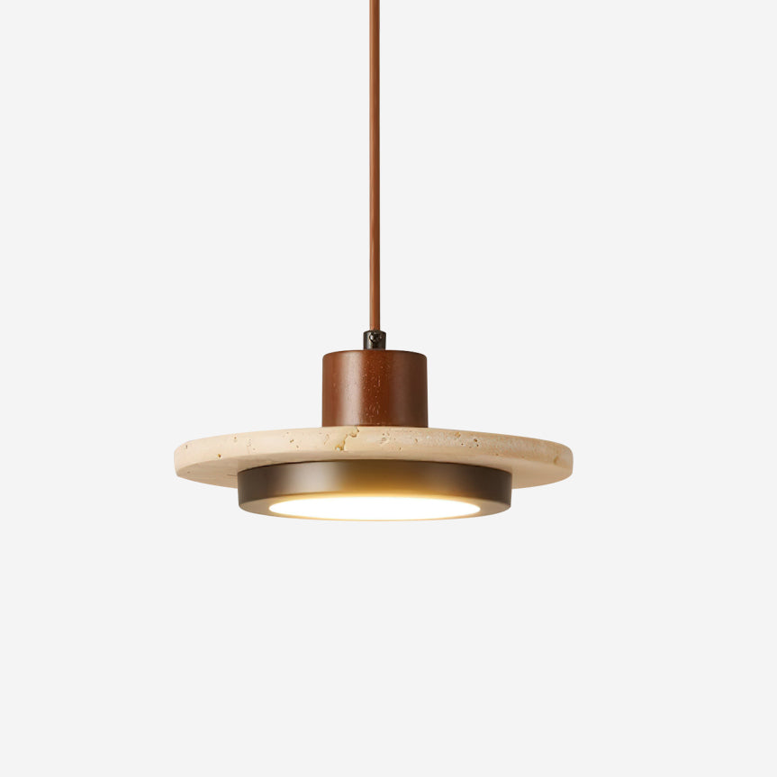 Valen Travertine LED Pendant Light-Neutral Decor