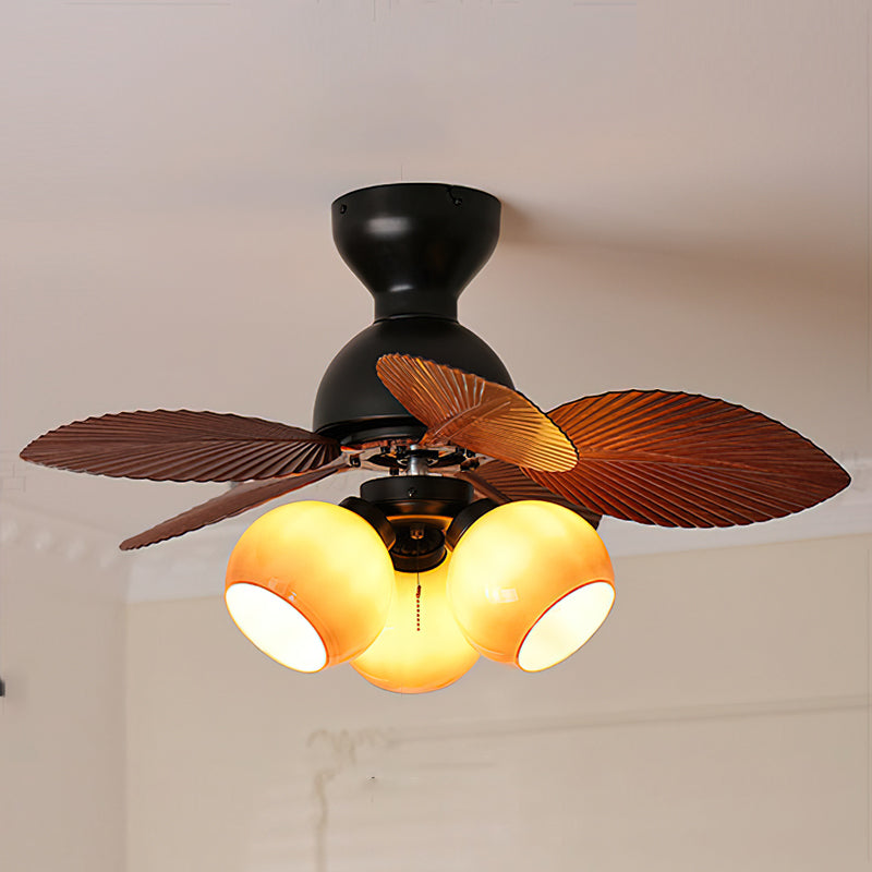 Installation view of the fan in a covered sunroom.
