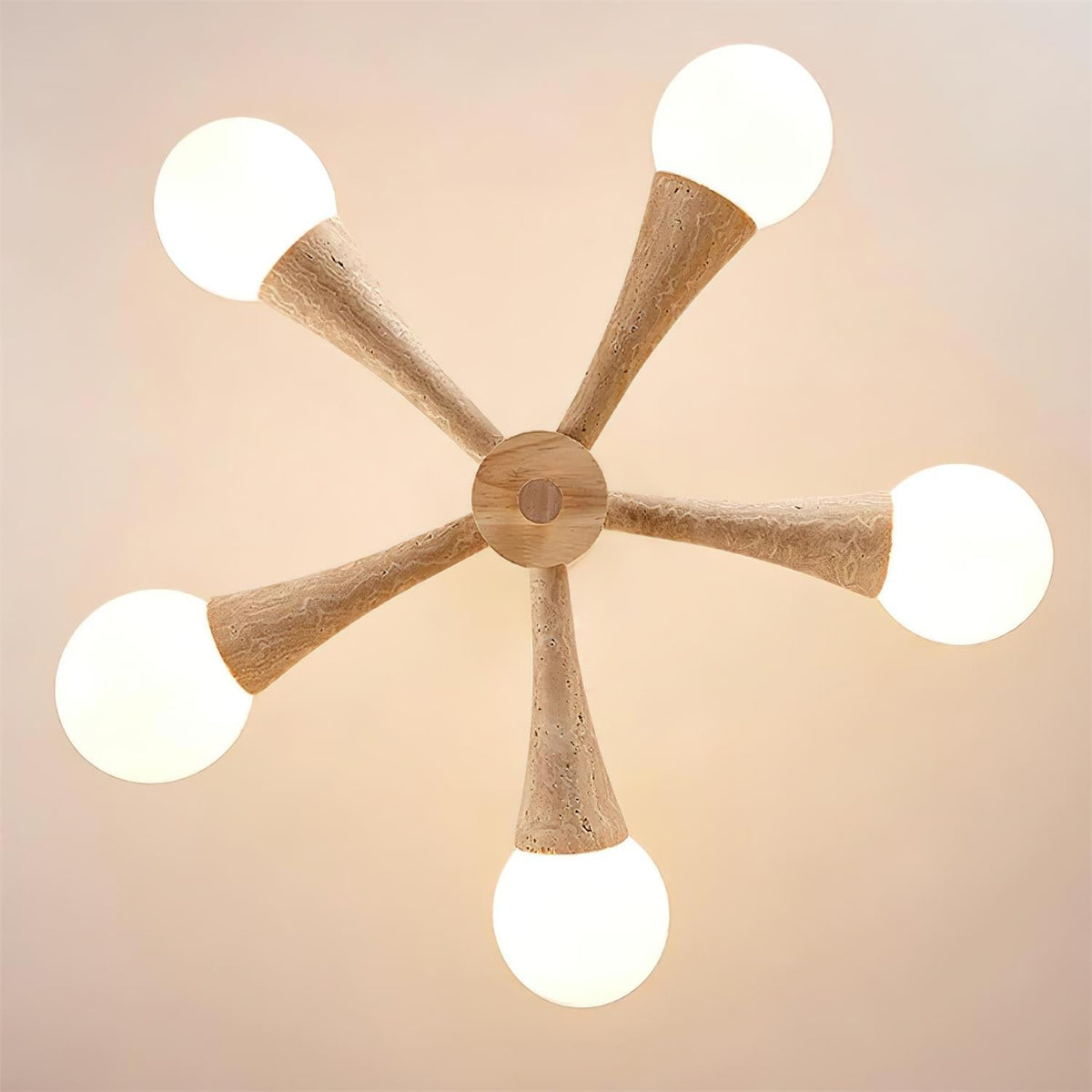Ritta Flush Mount Ceiling Light Wood Travertine-Neutral Decor