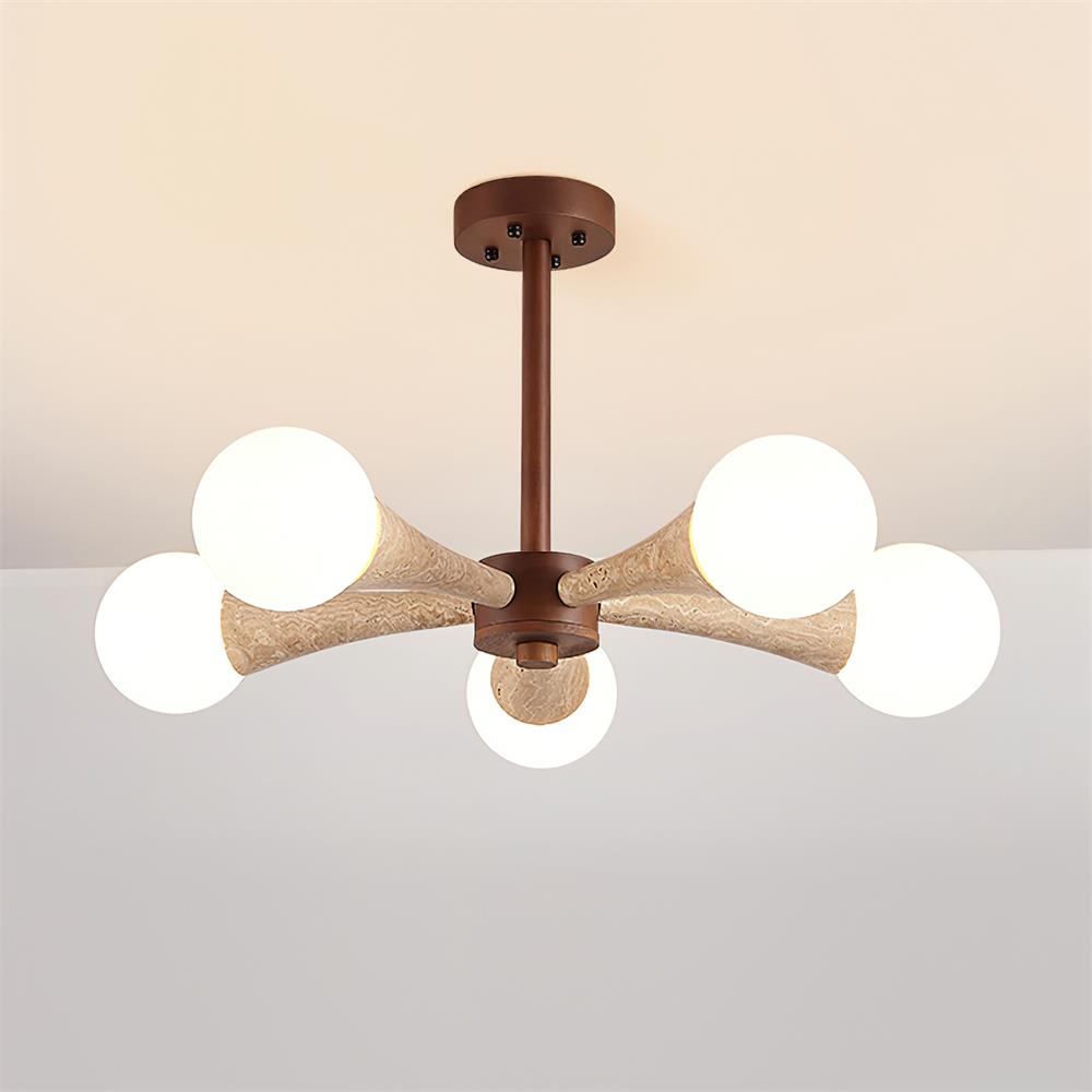 Ritta Flush Mount Ceiling Light Wood Travertine-Neutral Decor