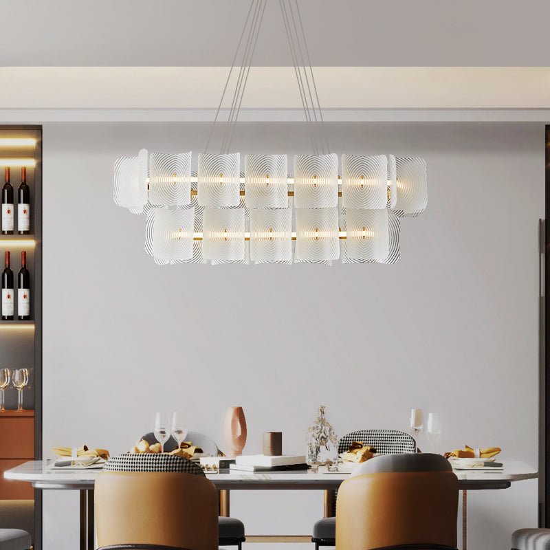 Marira Postmoderne Luxe Rectangle Laiton Verre Suspension