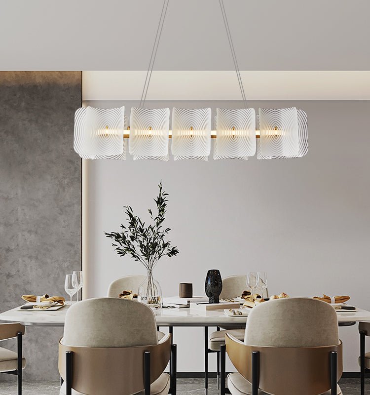 Marira Postmoderne Luxe Rectangle Laiton Verre Suspension