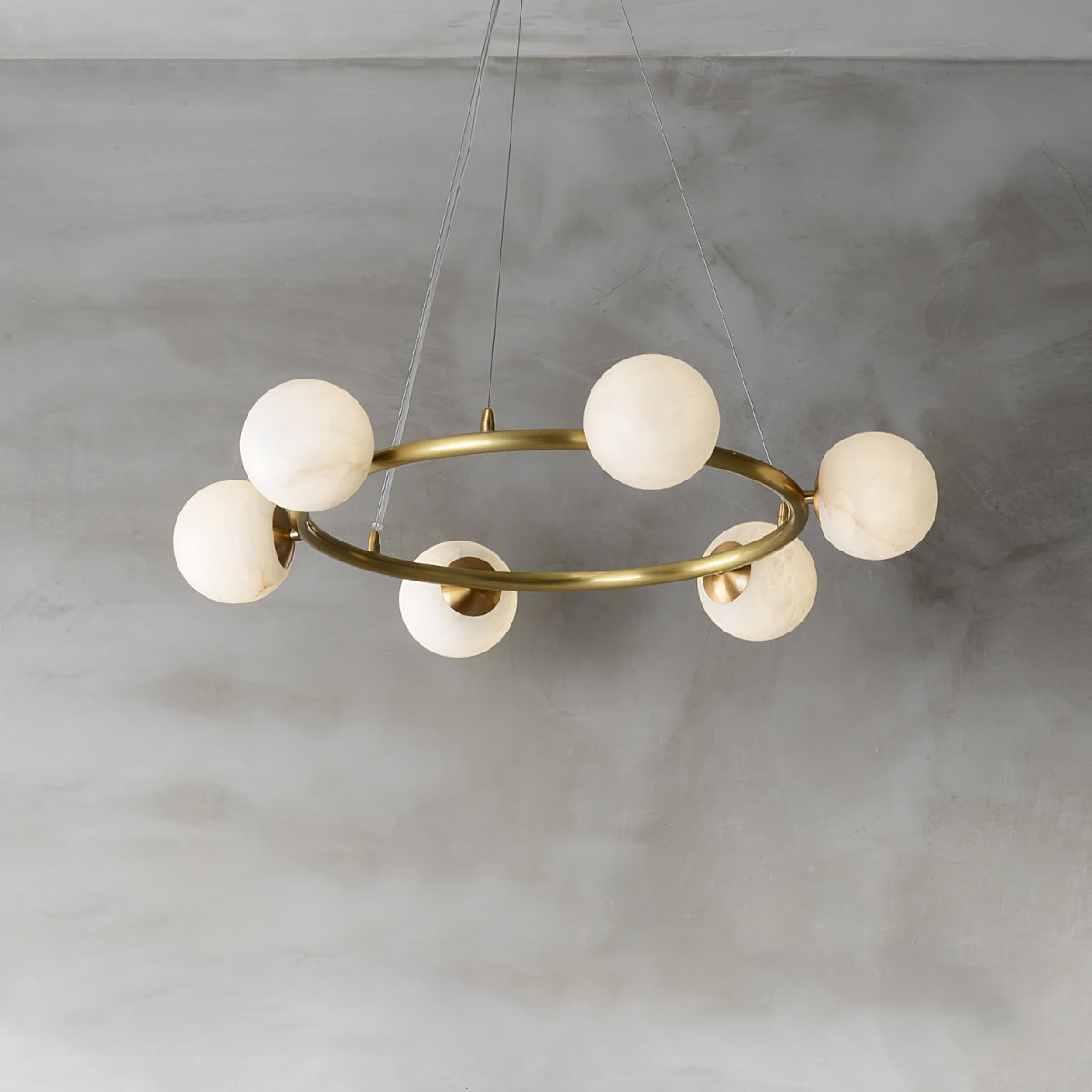Helix Chandelier Alabaster Globe Halo-Neutral Decor
