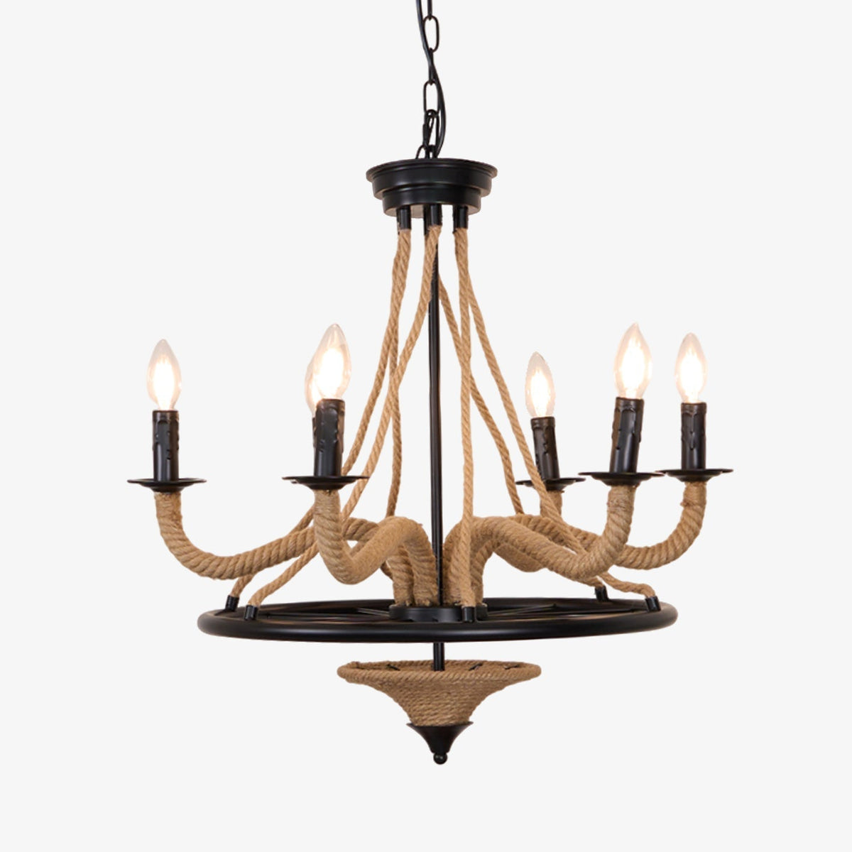Talio Lustre Grande Roue en Corde de Chanvre