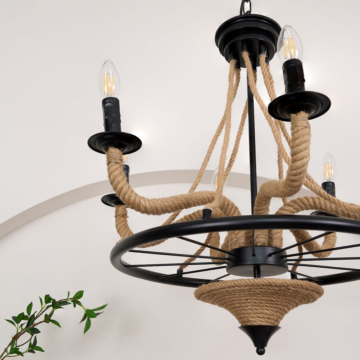 Talio Lustre Grande Roue en Corde de Chanvre