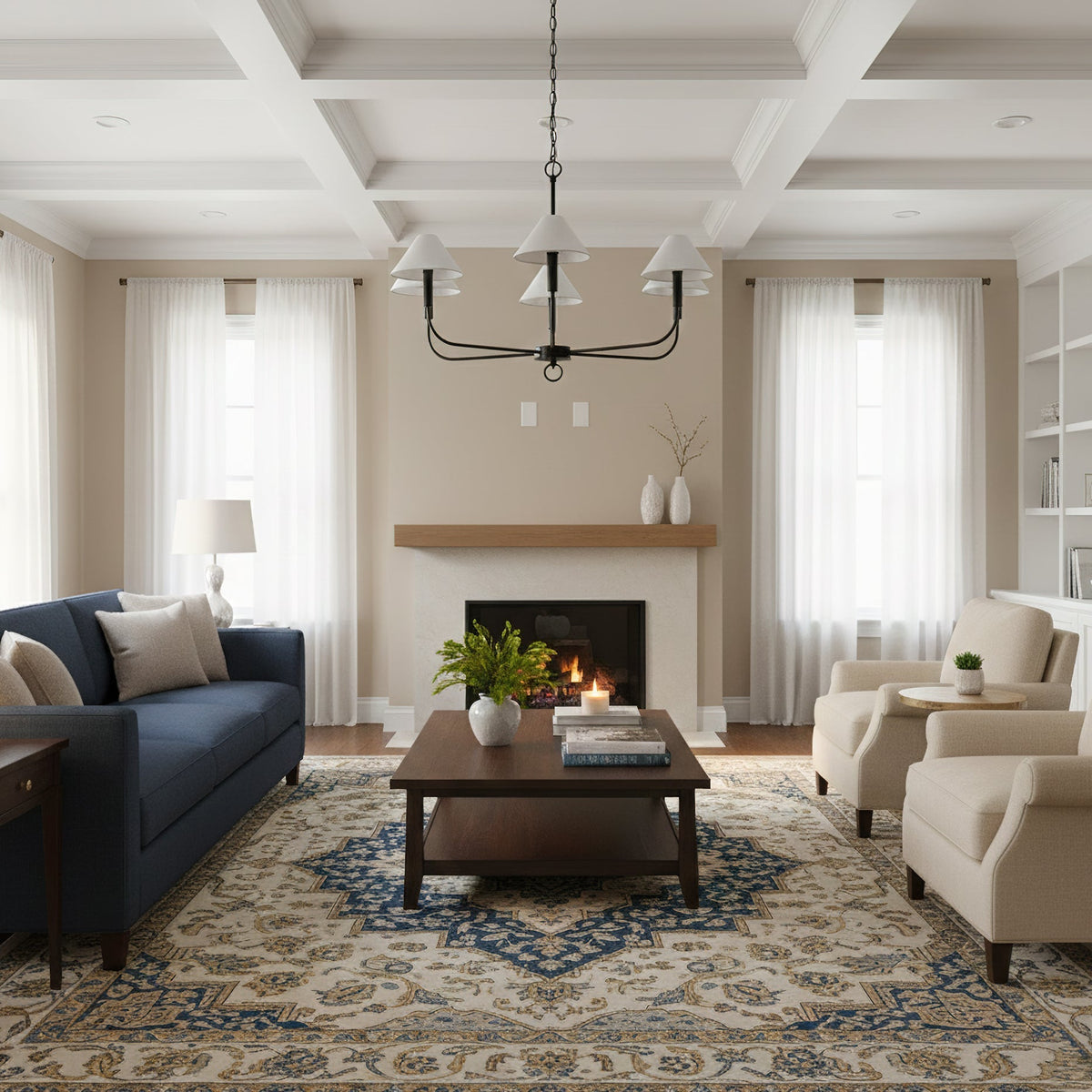 Henry Chandelier installed in a modern living room.