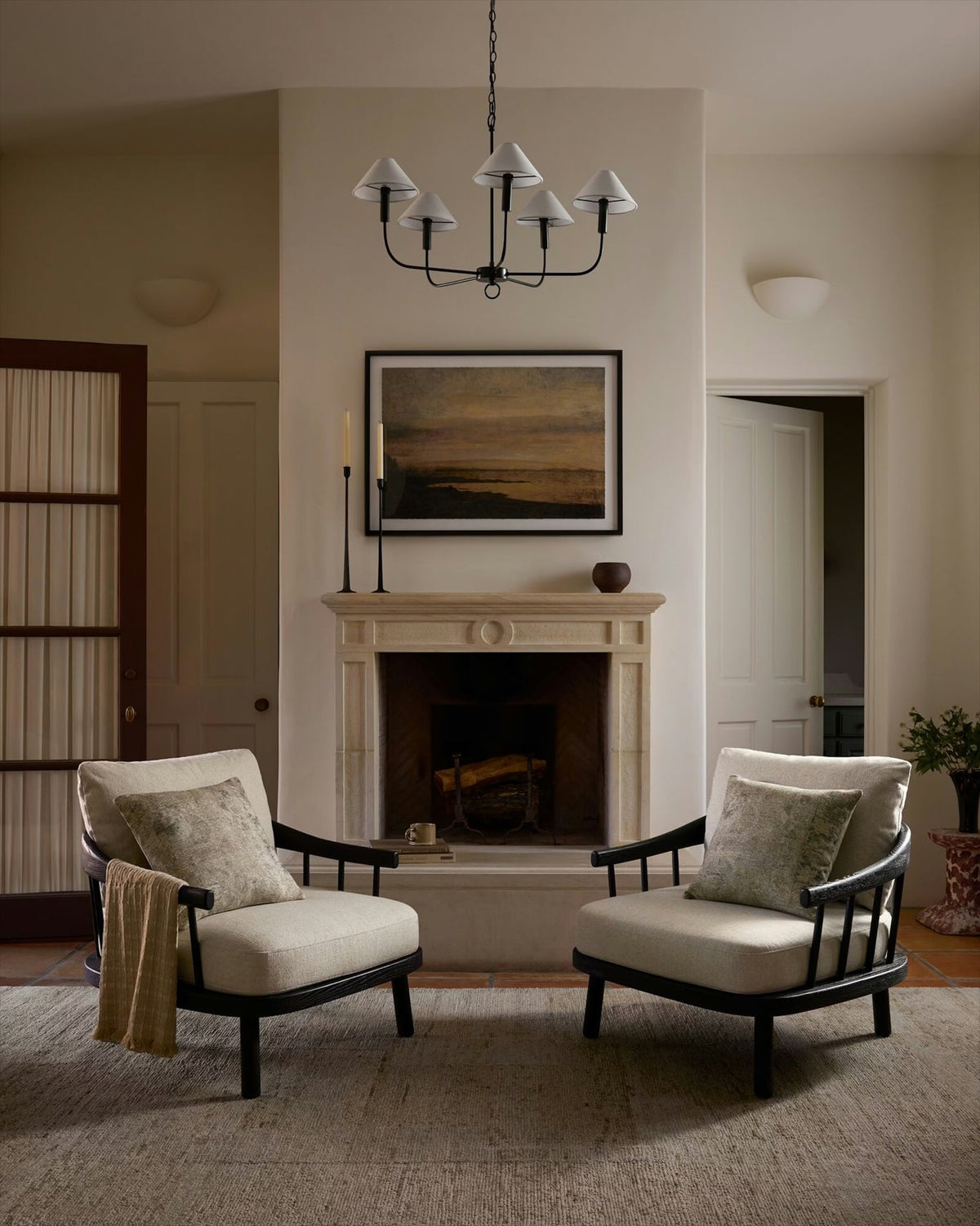 A version of the Henry Chandelier with a white finish.