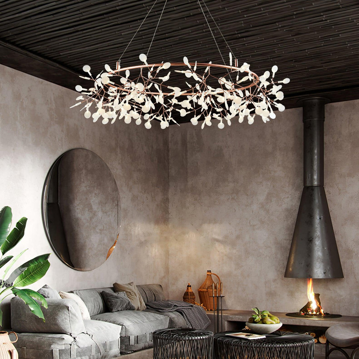 Arthearae Lustre Métal Acrylique Rond Luxe Postmoderne
